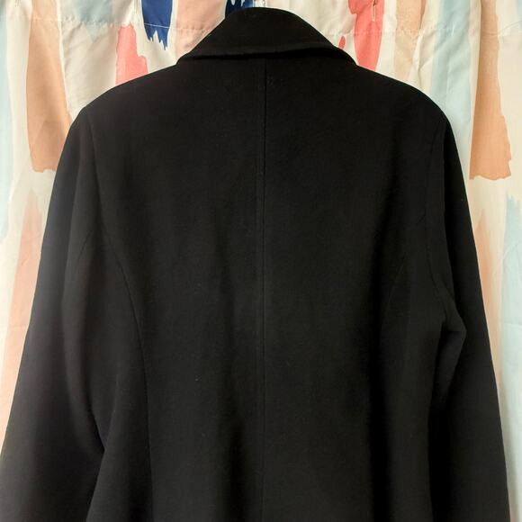 NWOT Calvin Klein Black Double Breasted Lined Wool Cashmere Peacoat Size 14 - Picture 7 of 11